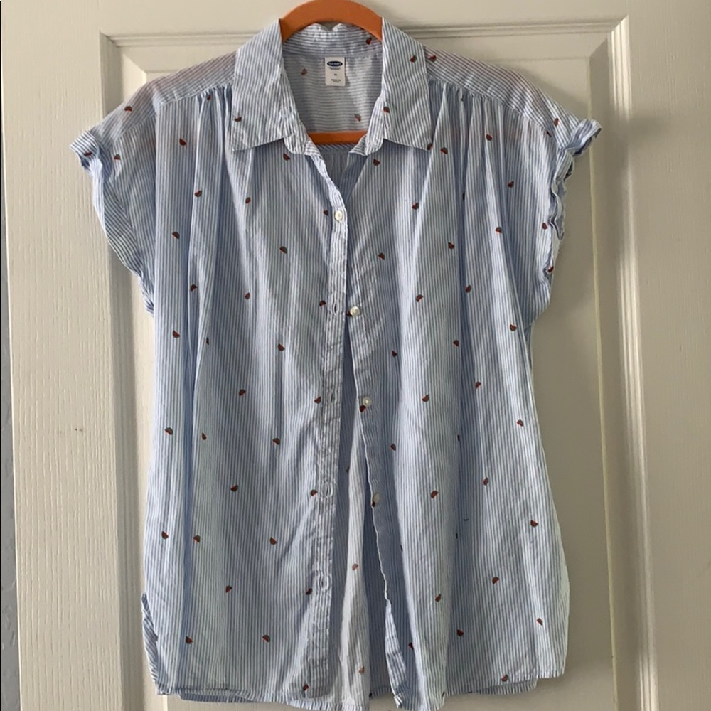 Watermelon striped button down